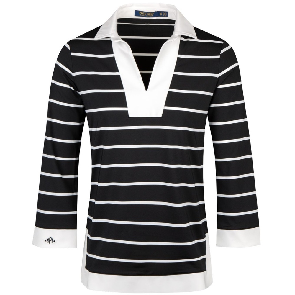 Ralph Lauren Polo Womens Long Sleeve Golf Tunic Polo Top Pure White Black Size M